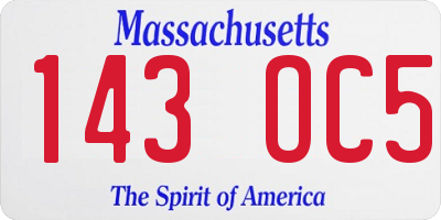 MA license plate 143OC5