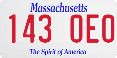 MA license plate 143OE0