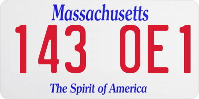 MA license plate 143OE1