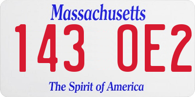 MA license plate 143OE2