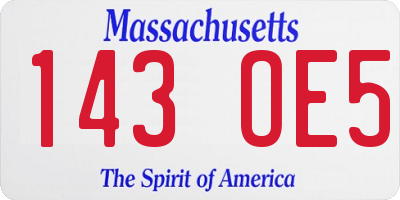 MA license plate 143OE5
