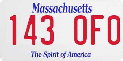 MA license plate 143OF0