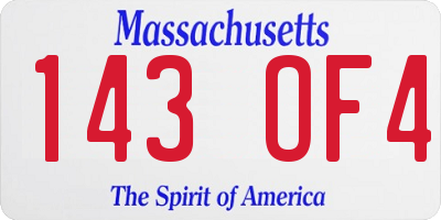MA license plate 143OF4
