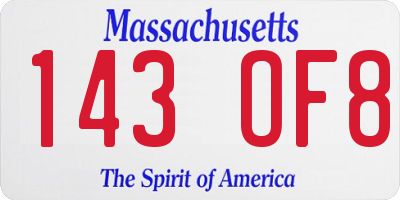 MA license plate 143OF8
