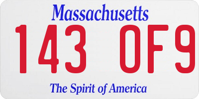 MA license plate 143OF9