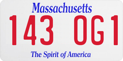 MA license plate 143OG1