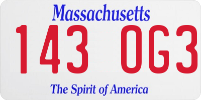 MA license plate 143OG3
