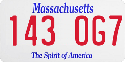 MA license plate 143OG7