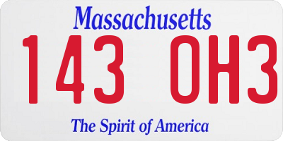 MA license plate 143OH3