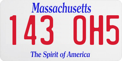 MA license plate 143OH5