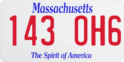 MA license plate 143OH6