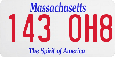 MA license plate 143OH8