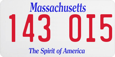 MA license plate 143OI5