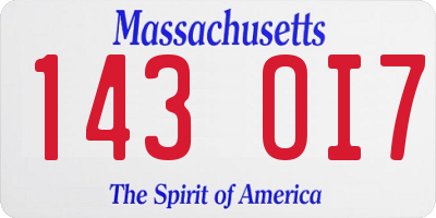 MA license plate 143OI7