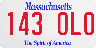 MA license plate 143OL0