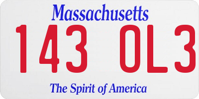 MA license plate 143OL3