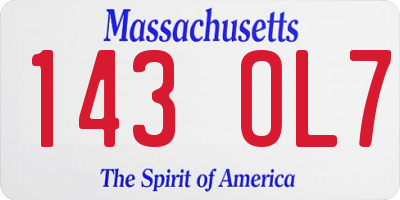 MA license plate 143OL7