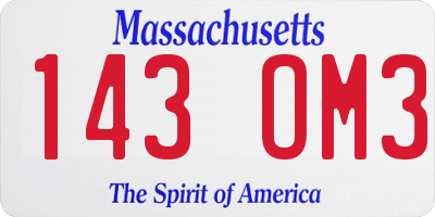 MA license plate 143OM3