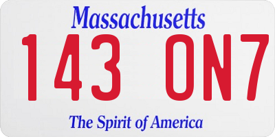 MA license plate 143ON7