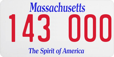 MA license plate 143OO0