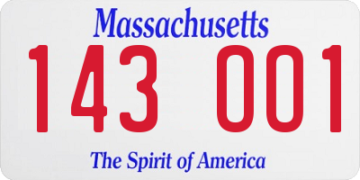 MA license plate 143OO1