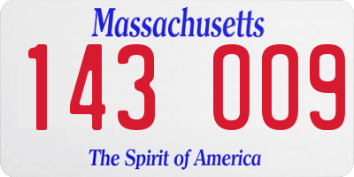 MA license plate 143OO9