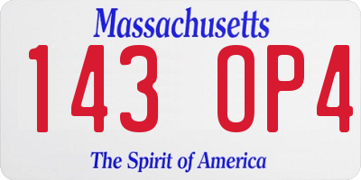MA license plate 143OP4