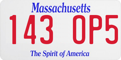 MA license plate 143OP5