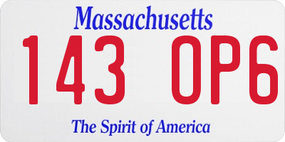 MA license plate 143OP6