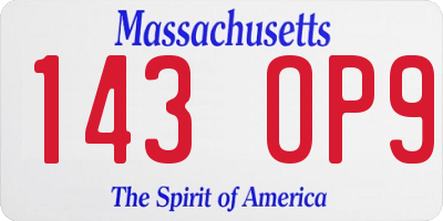 MA license plate 143OP9