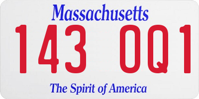 MA license plate 143OQ1