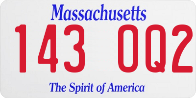 MA license plate 143OQ2