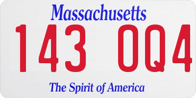 MA license plate 143OQ4