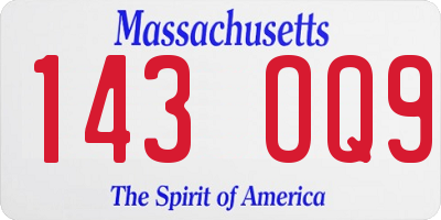MA license plate 143OQ9
