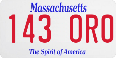 MA license plate 143OR0