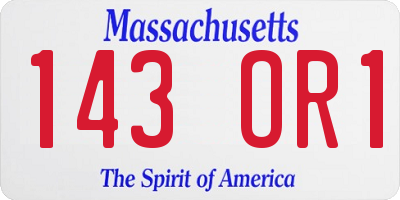 MA license plate 143OR1