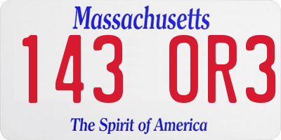 MA license plate 143OR3