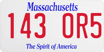 MA license plate 143OR5