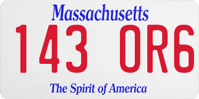 MA license plate 143OR6