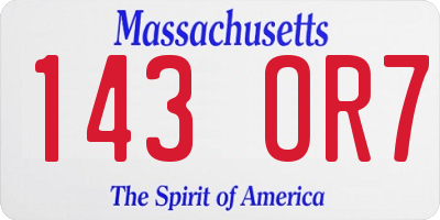 MA license plate 143OR7