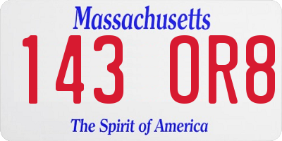 MA license plate 143OR8