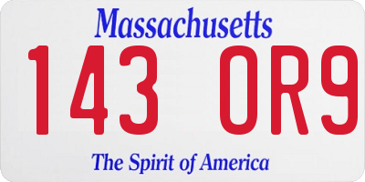 MA license plate 143OR9