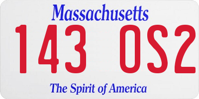 MA license plate 143OS2