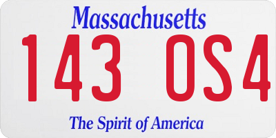 MA license plate 143OS4