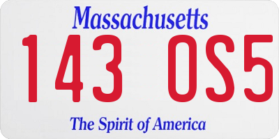 MA license plate 143OS5