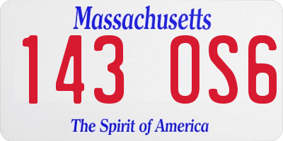MA license plate 143OS6