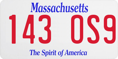 MA license plate 143OS9
