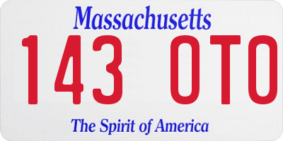 MA license plate 143OT0