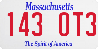 MA license plate 143OT3
