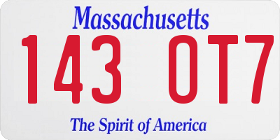 MA license plate 143OT7